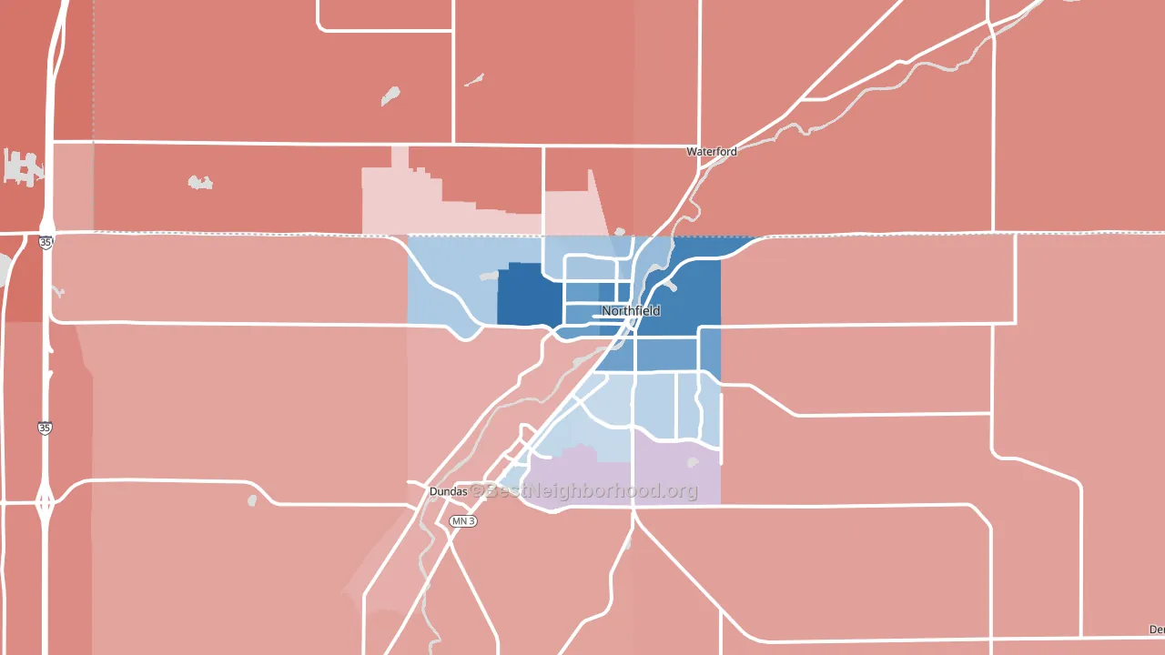 Northfield, MN block-group political-lean map