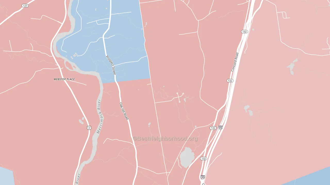 Northfield, NH block-group political-lean map