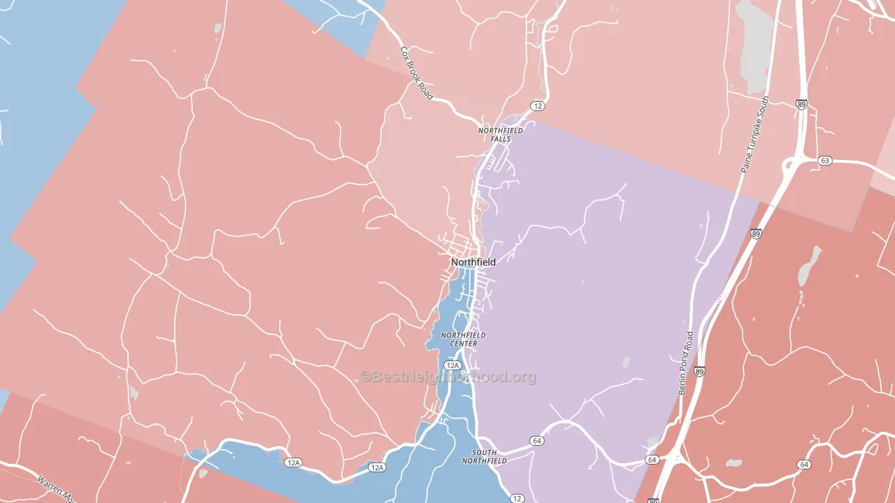 Northfield, VT block-group political-lean map