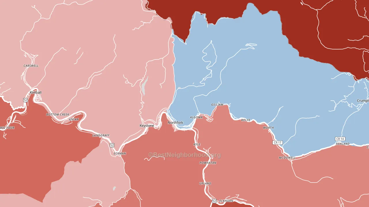Northfork, WV block-group political-lean map