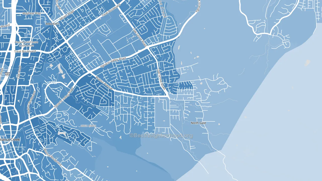 Northgate Area, Walnut Creek, CA block-group political-lean map