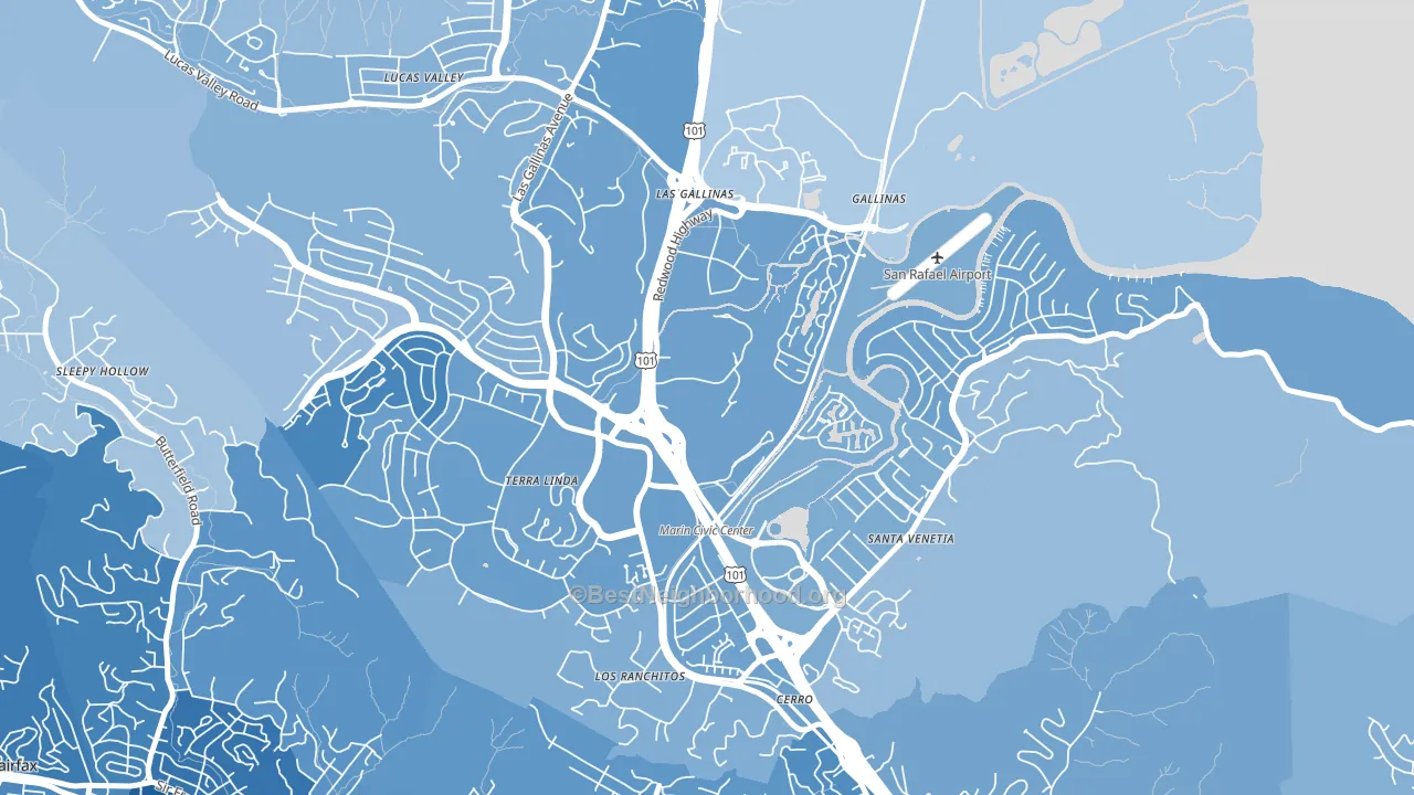 Northgate, San Rafael, CA block-group political-lean map