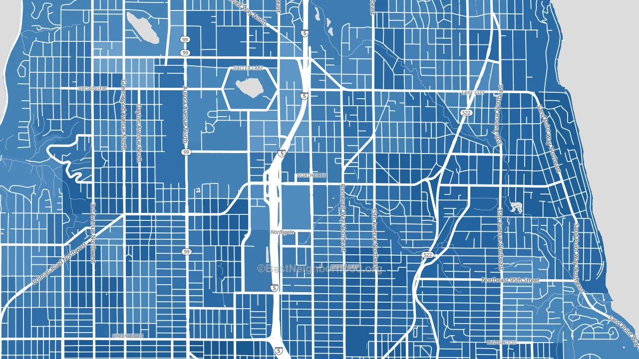 Northgate, Seattle, WA block-group political-lean map