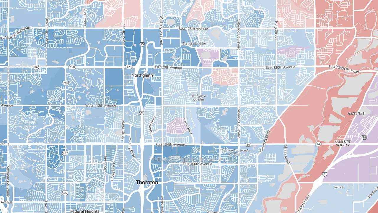 Northglenn, CO block-group political-lean map