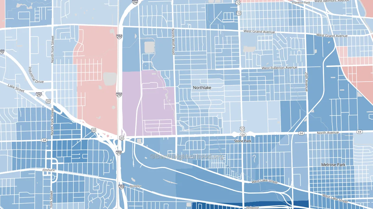 Northlake, IL block-group political-lean map