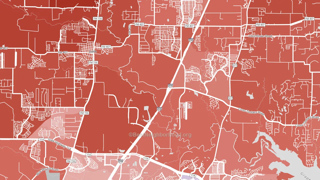 Northlake, TX block-group political-lean map