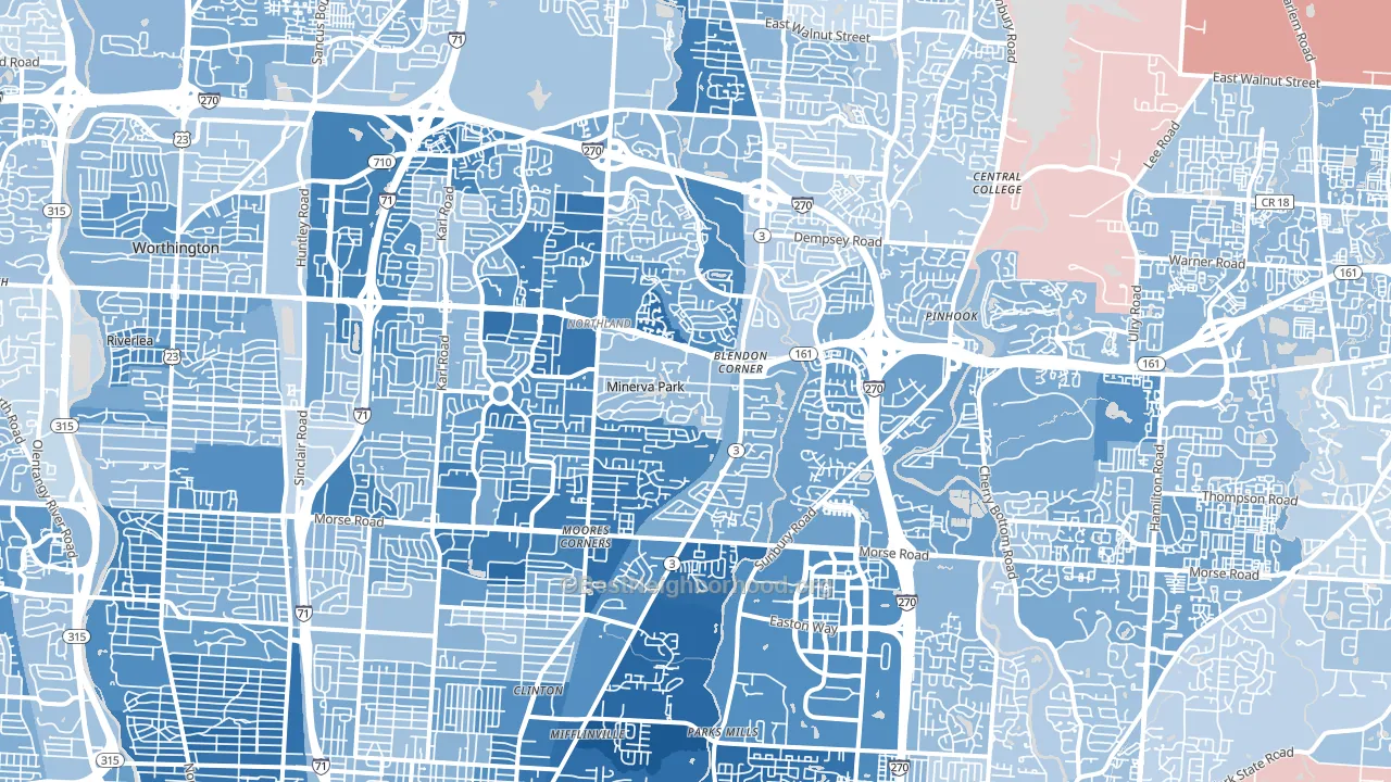 Northland, Columbus, OH block-group political-lean map