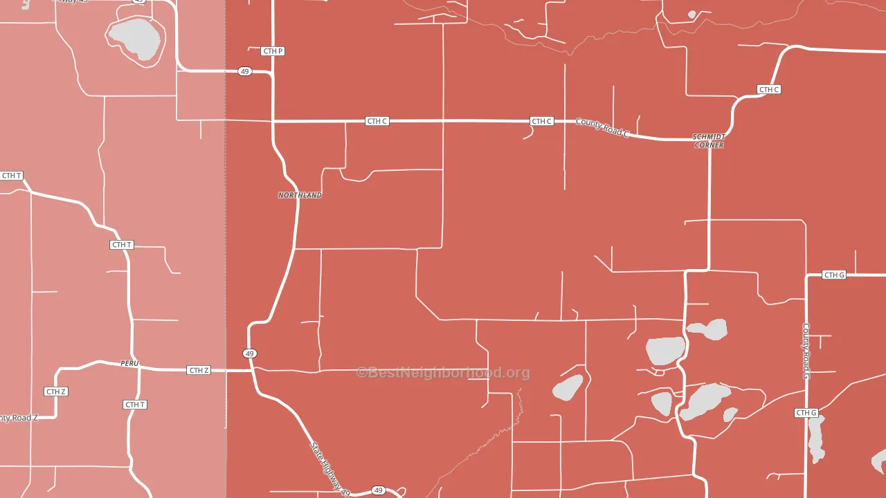 Northland, WI block-group political-lean map
