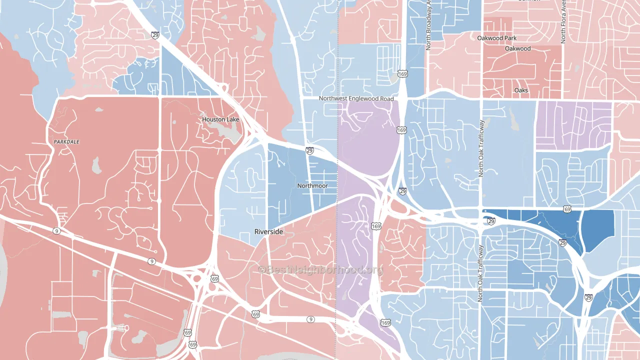 Northmoor, MO block-group political-lean map