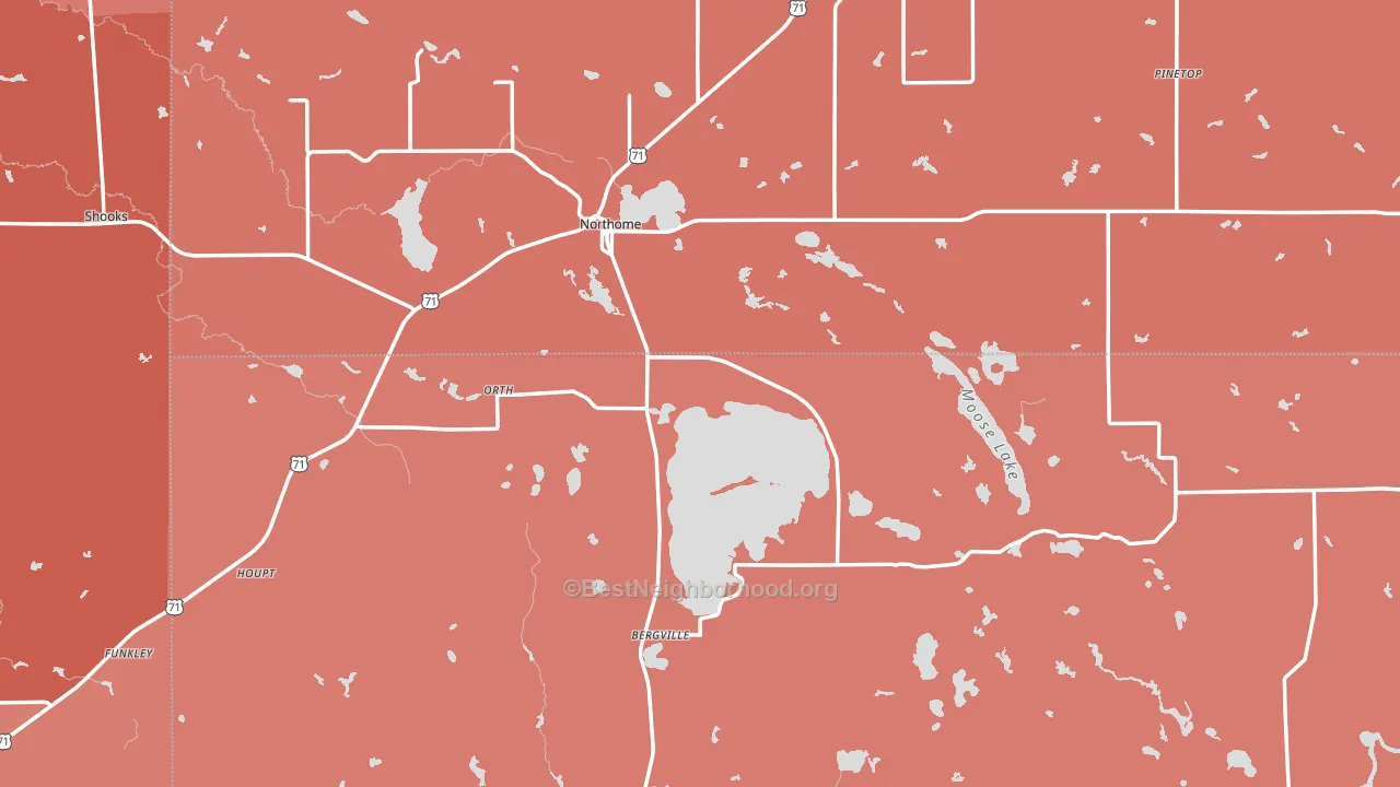 Northome, MN block-group political-lean map