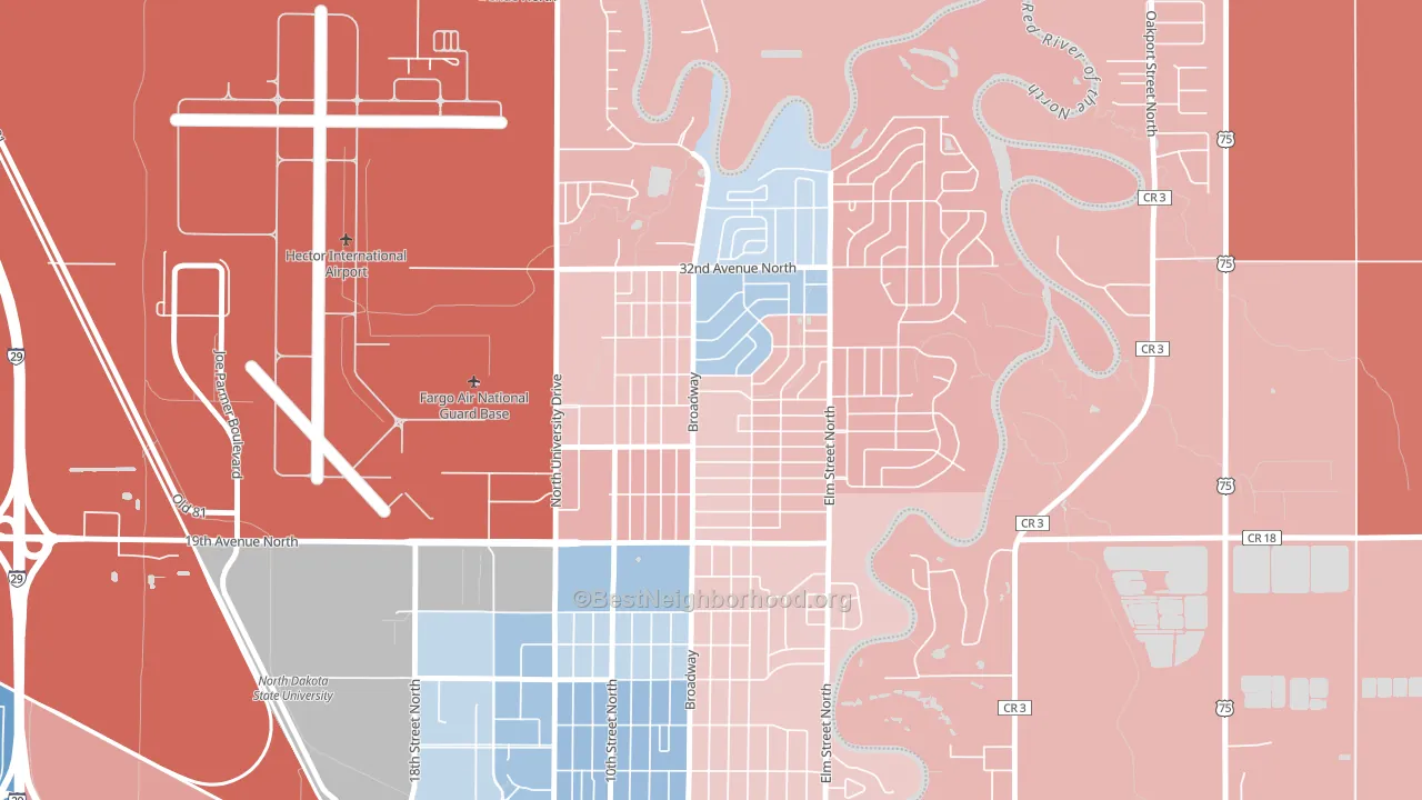 Northport, Fargo, ND block-group political-lean map
