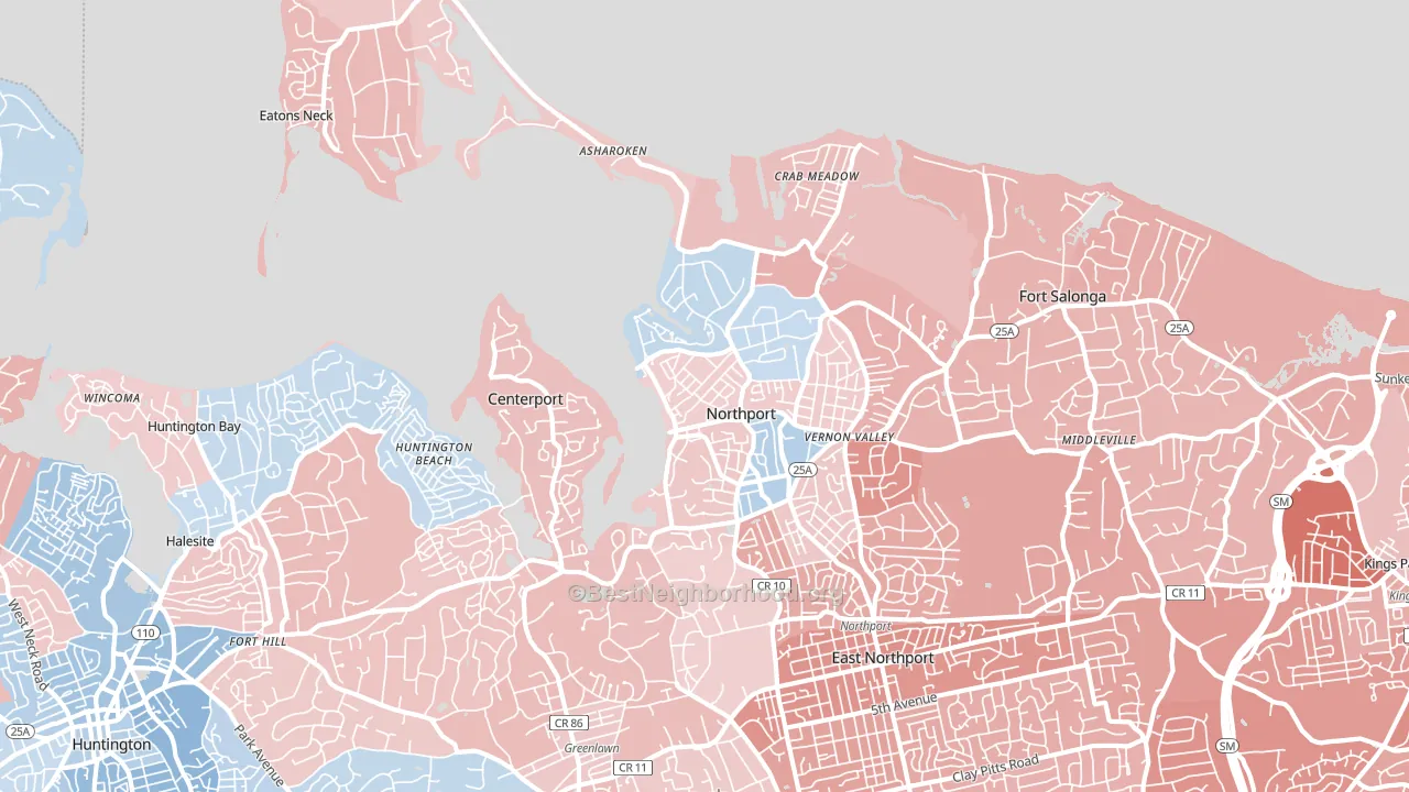 Northport, NY block-group political-lean map