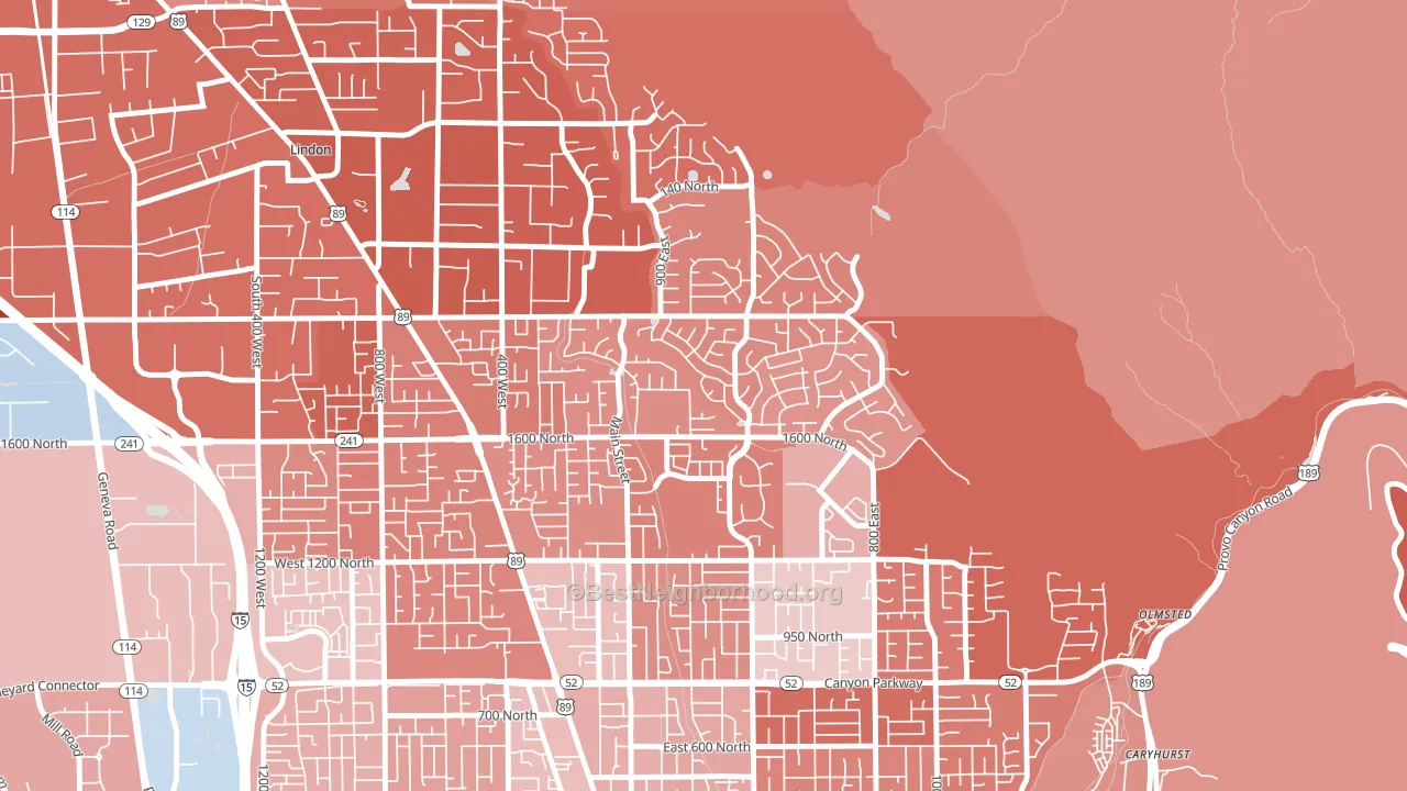 Northridge, Orem, UT block-group political-lean map