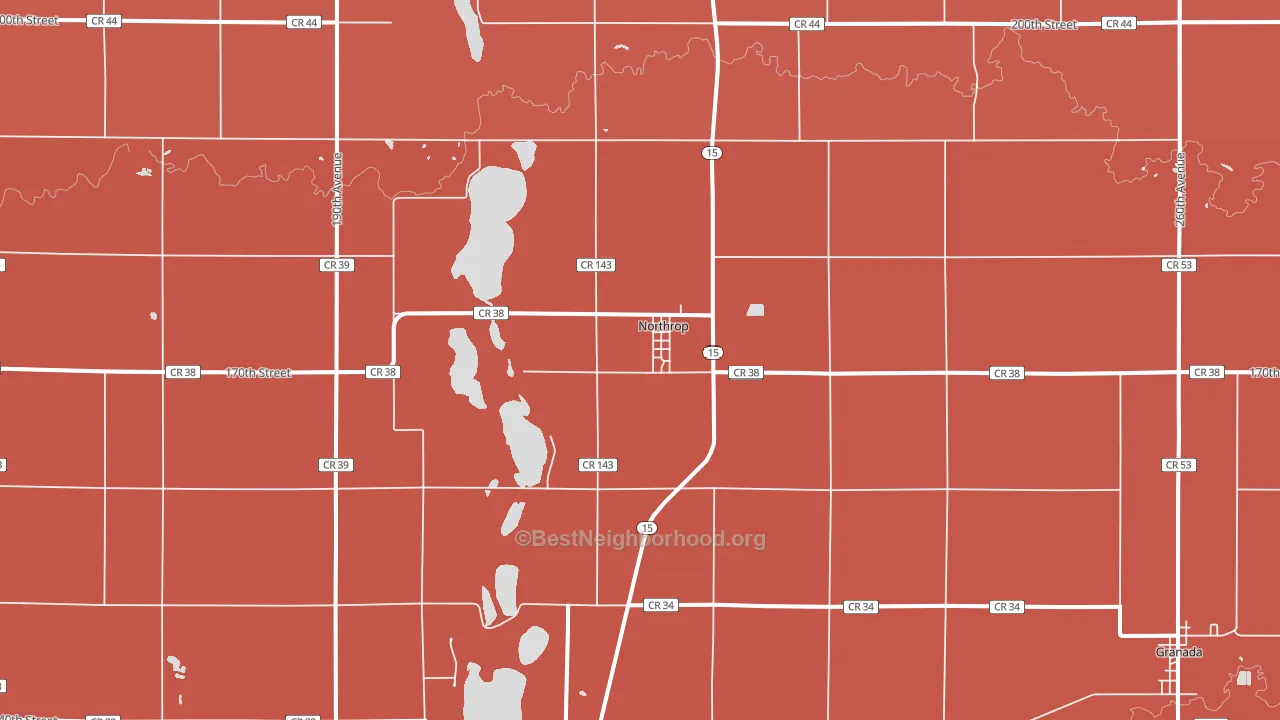 Northrop, MN block-group political-lean map
