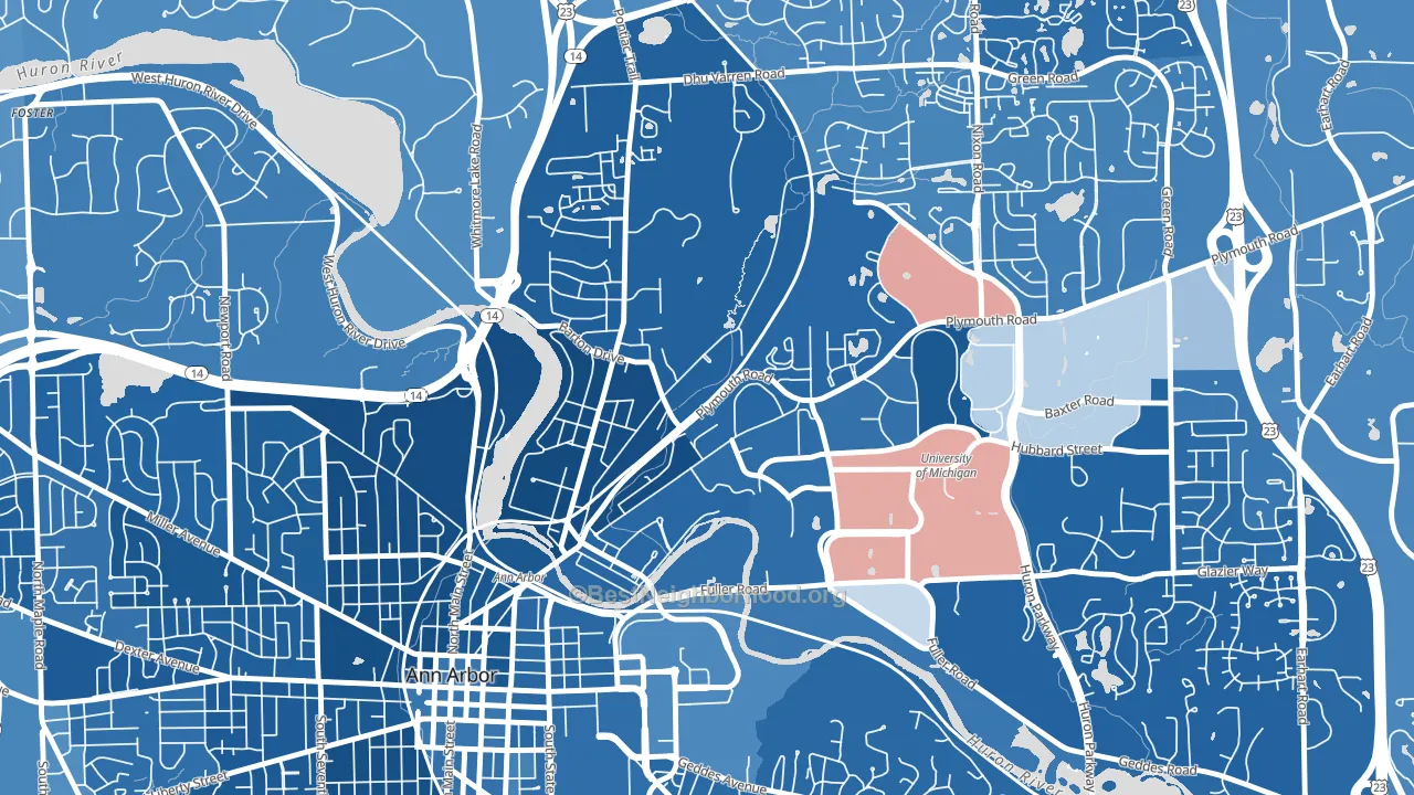 Northside Ann Arbor, Ann Arbor, MI block-group political-lean map