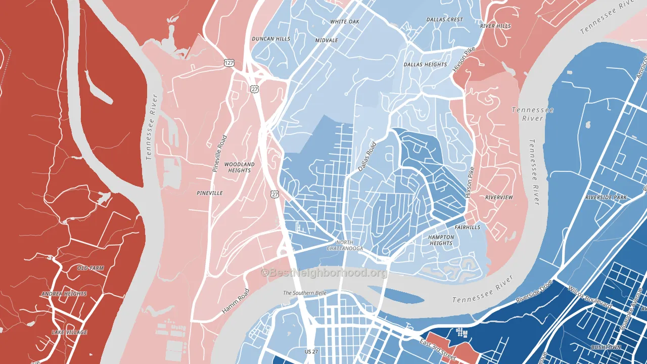 Northside Community, Chattanooga, TN block-group political-lean map