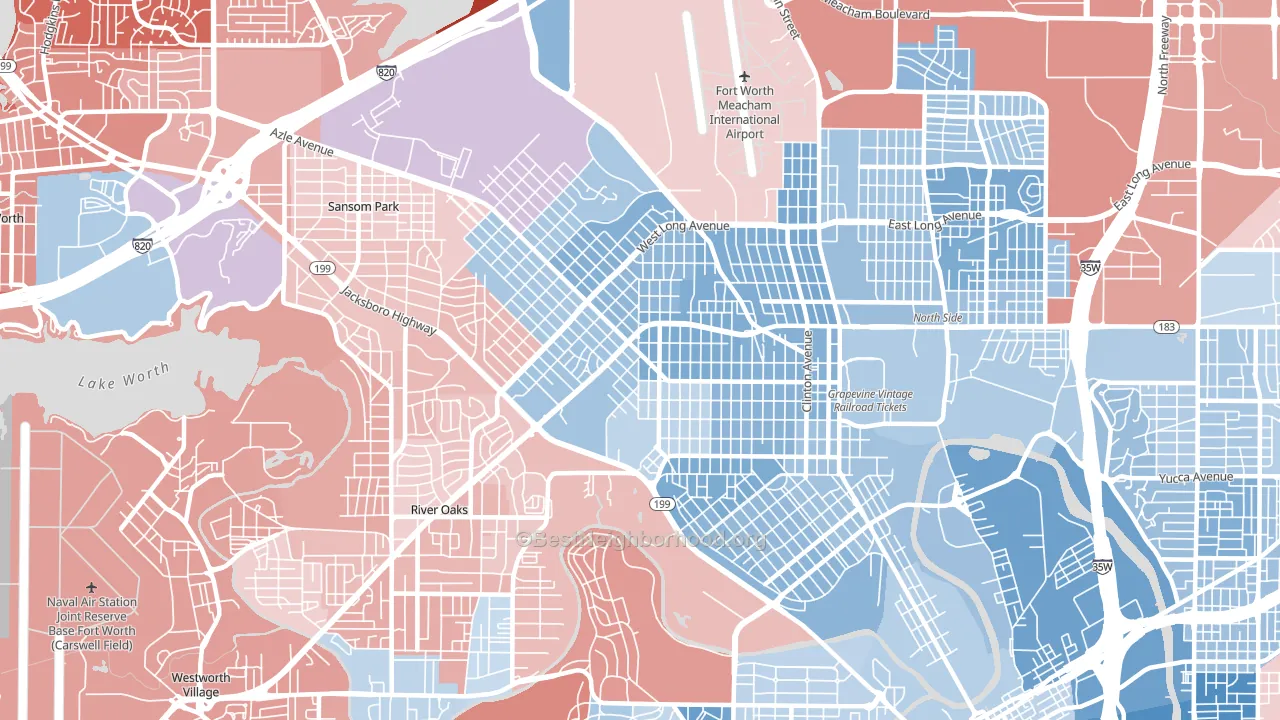 Northside, Fort Worth, TX block-group political-lean map