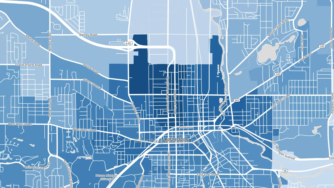 Northside, Kalamazoo, MI block-group political-lean map