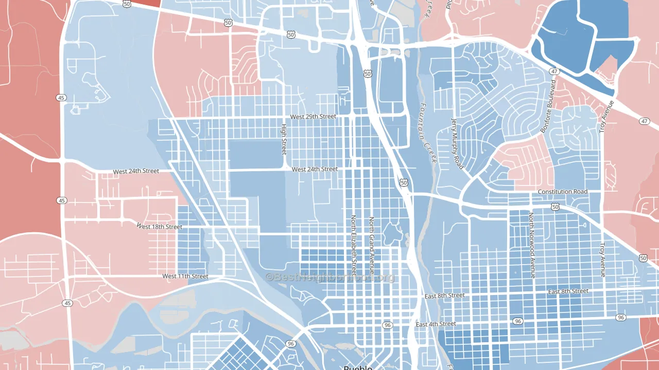 Northside, Pueblo, CO block-group political-lean map