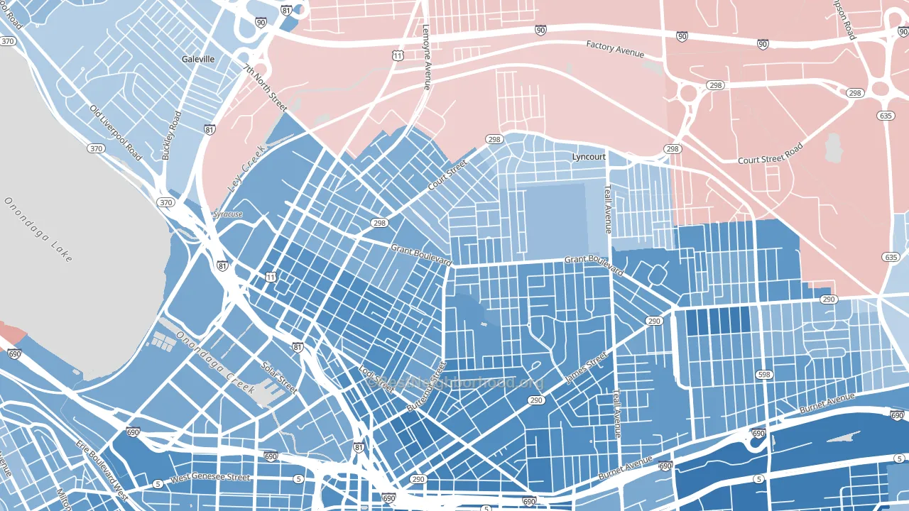 Northside, Syracuse, NY block-group political-lean map