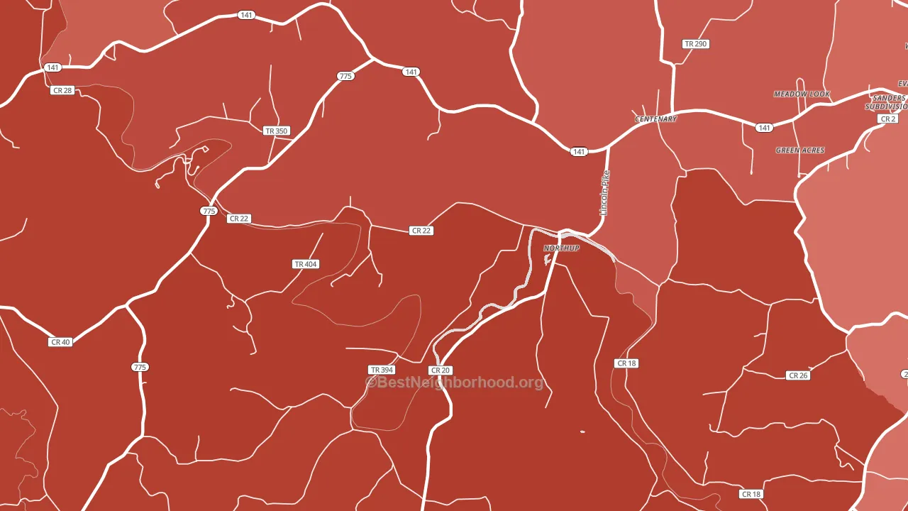 Northup, OH block-group political-lean map