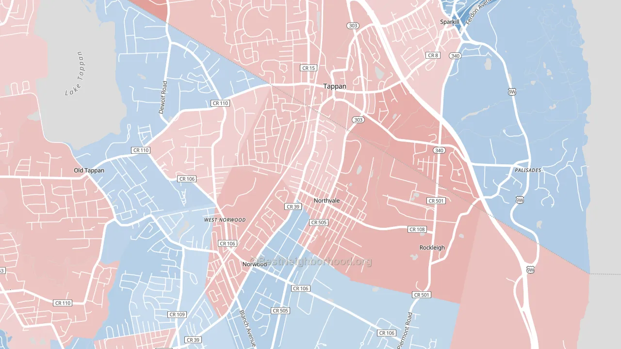Northvale, NJ block-group political-lean map