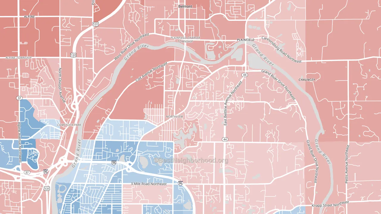 Northview, MI block-group political-lean map