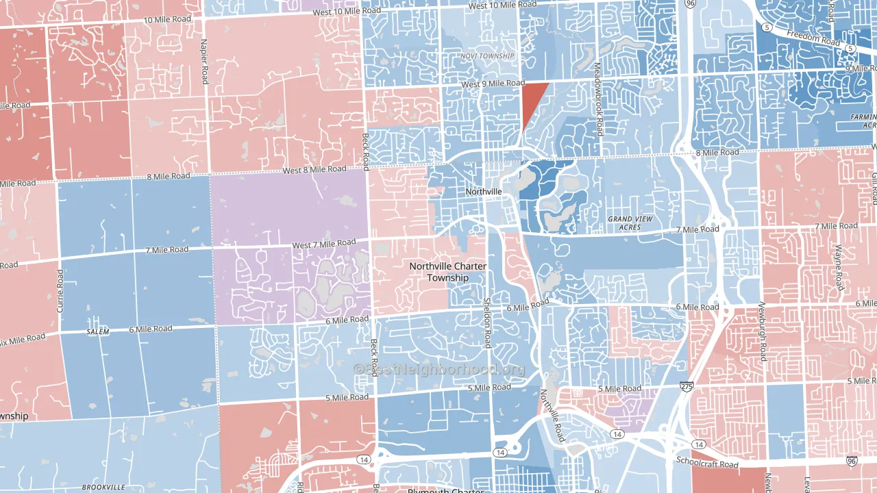 Northville, MI block-group political-lean map