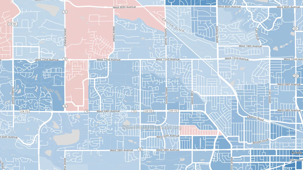 Northwest Arvada, Arvada, CO block-group political-lean map