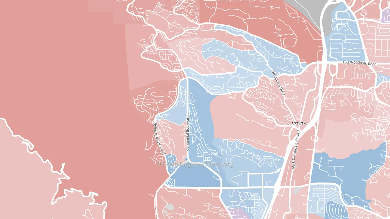 Northwest Colorado Springs, Colorado Springs, CO block-group political-lean map