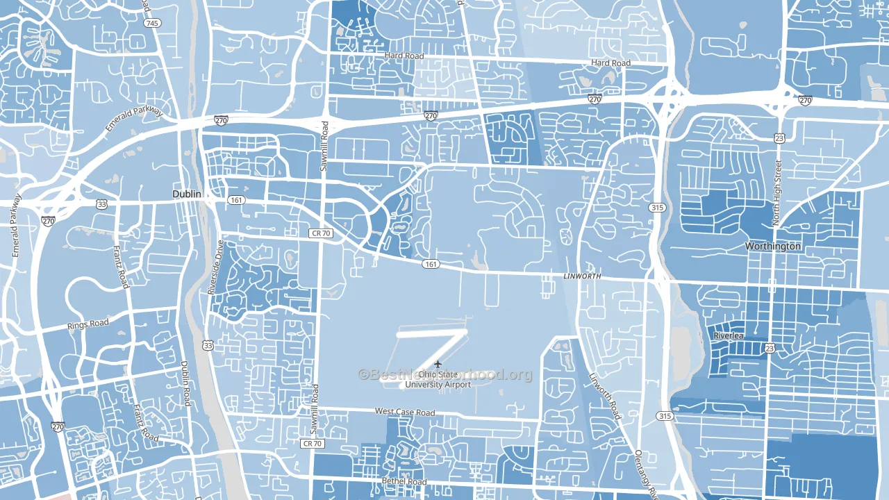 Northwest, Columbus, OH block-group political-lean map