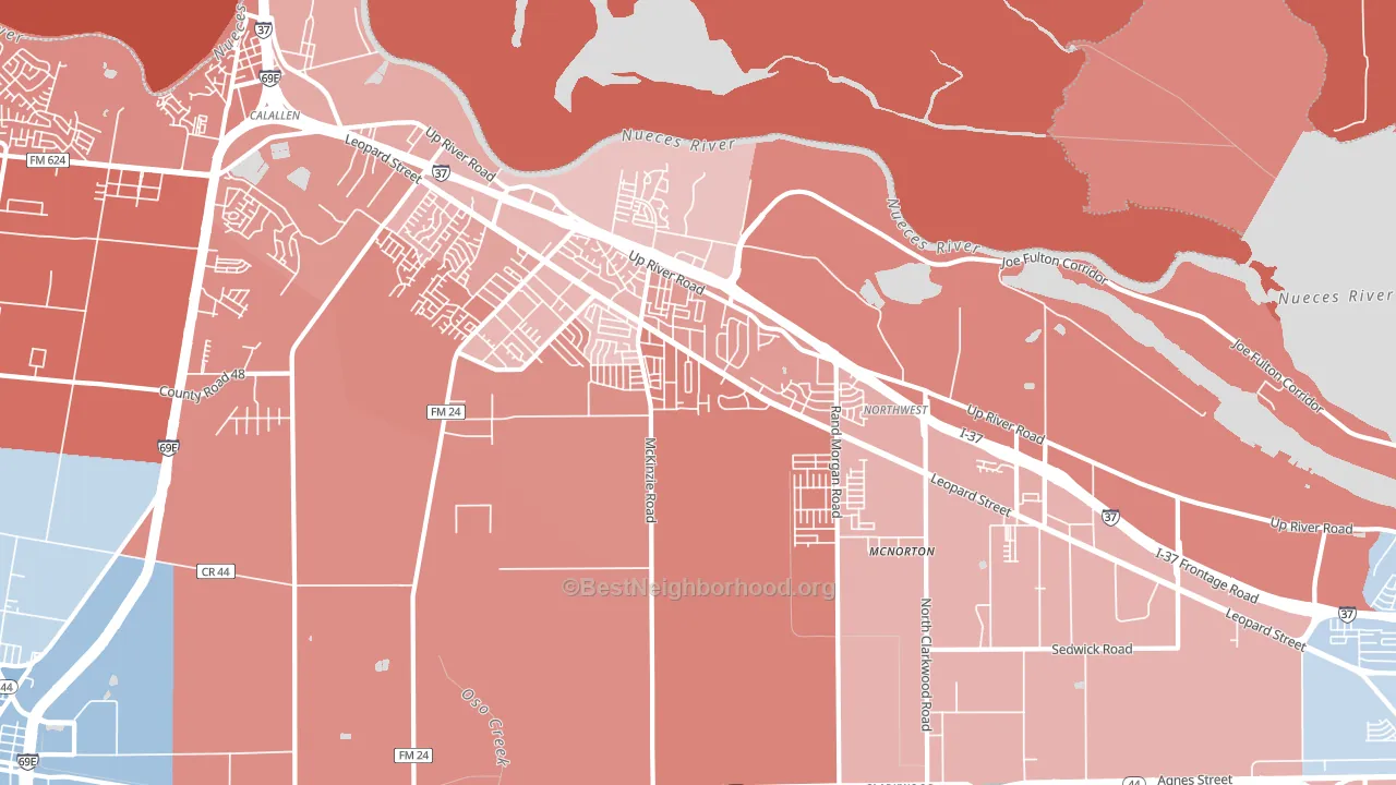 Northwest Corpus Christi, Corpus Christi, TX block-group political-lean map