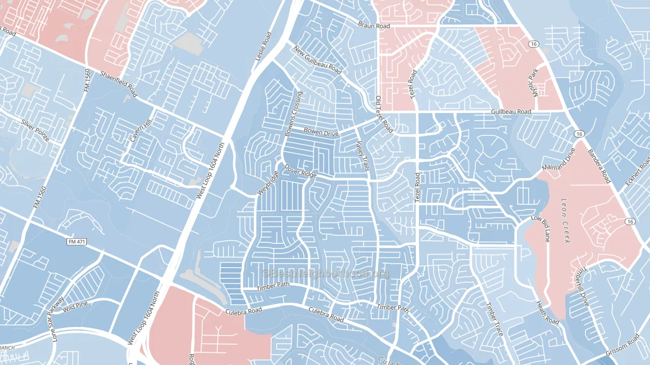 Northwest Crossing, San Antonio, TX block-group political-lean map