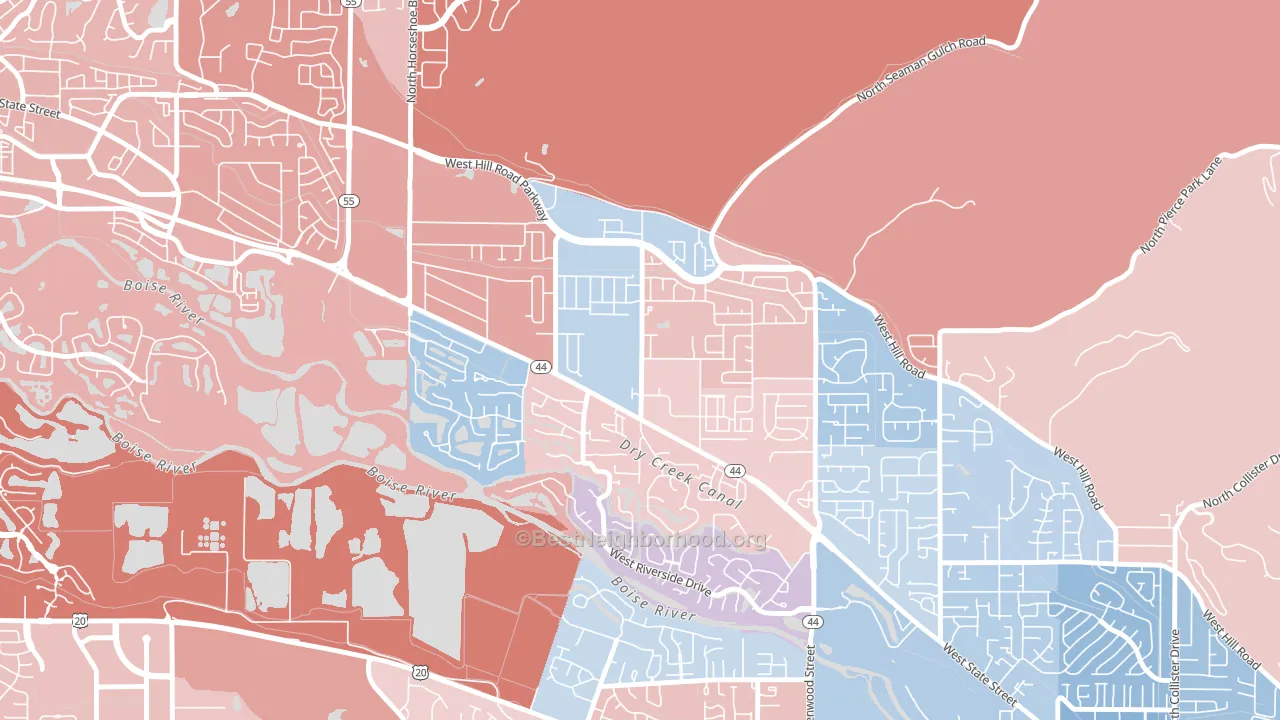 Northwest, Garden City, ID block-group political-lean map