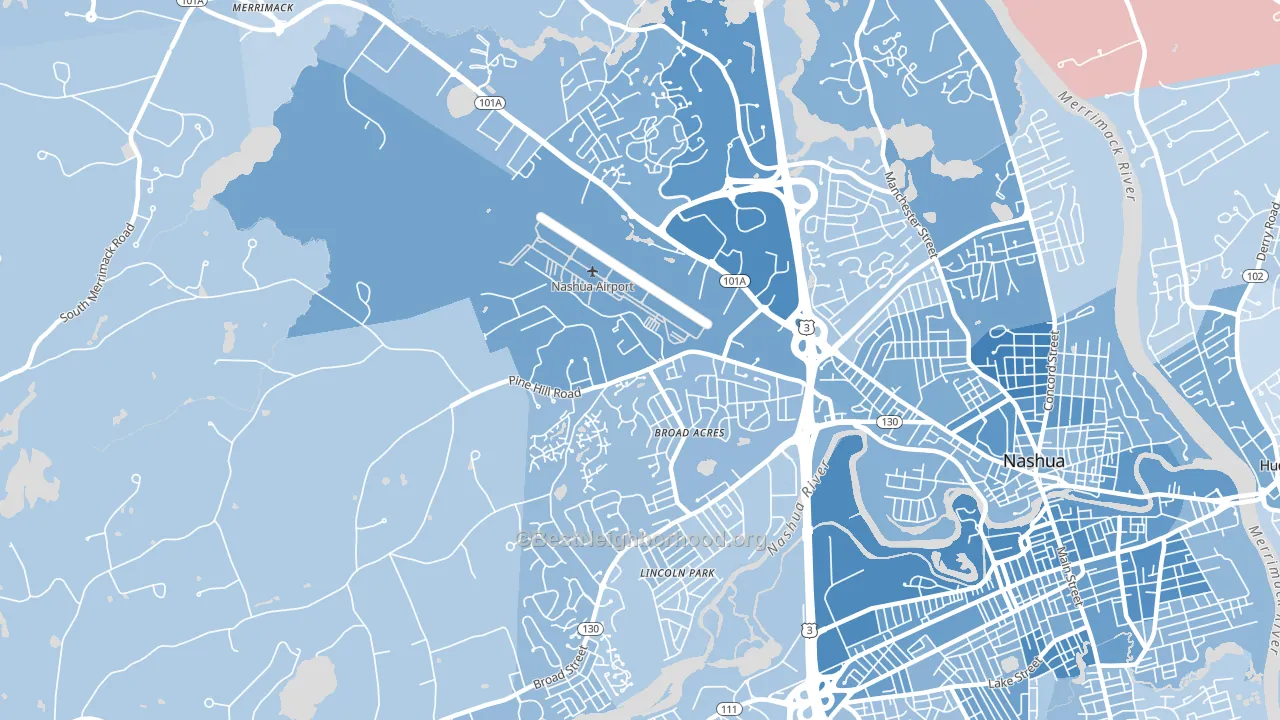 Northwest Nashua, Nashua, NH block-group political-lean map