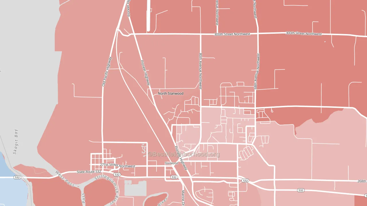Northwest Stanwood, WA block-group political-lean map