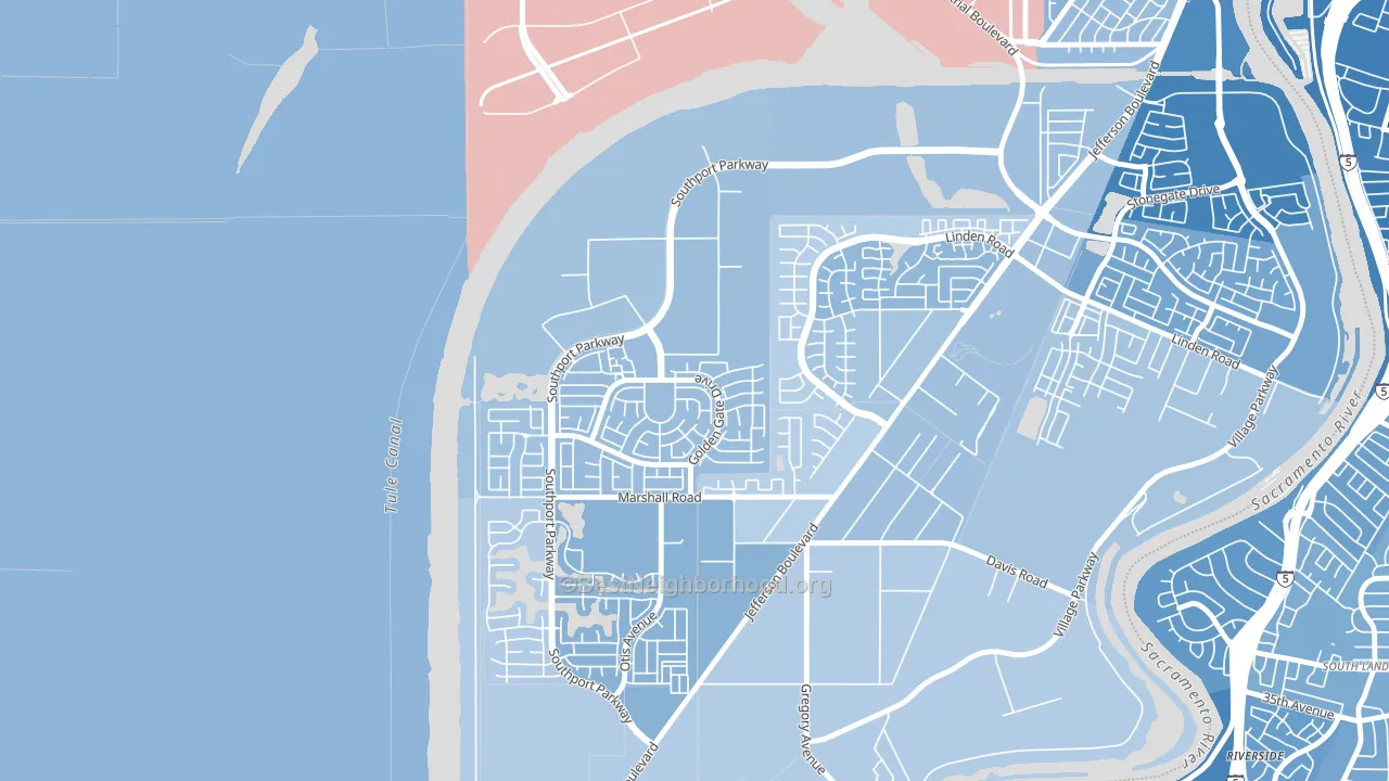 Northwest Village, West Sacramento, CA block-group political-lean map