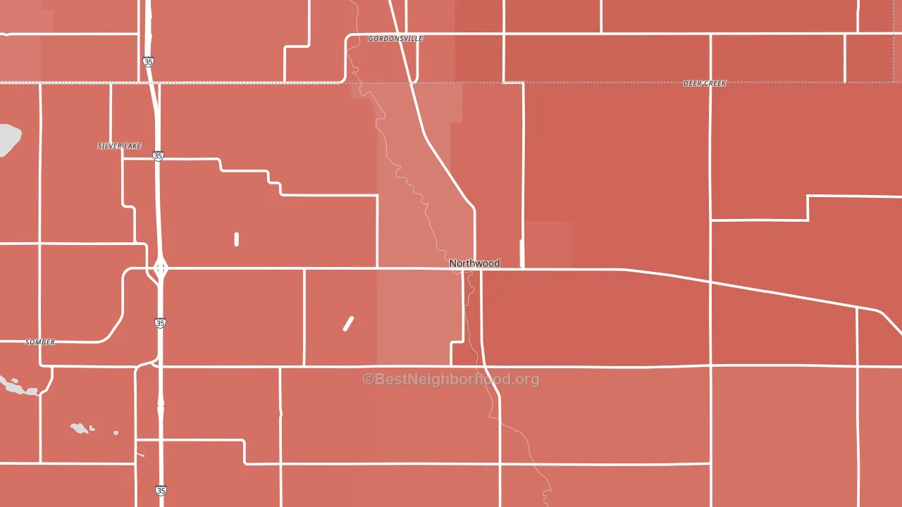 Northwood, IA block-group political-lean map