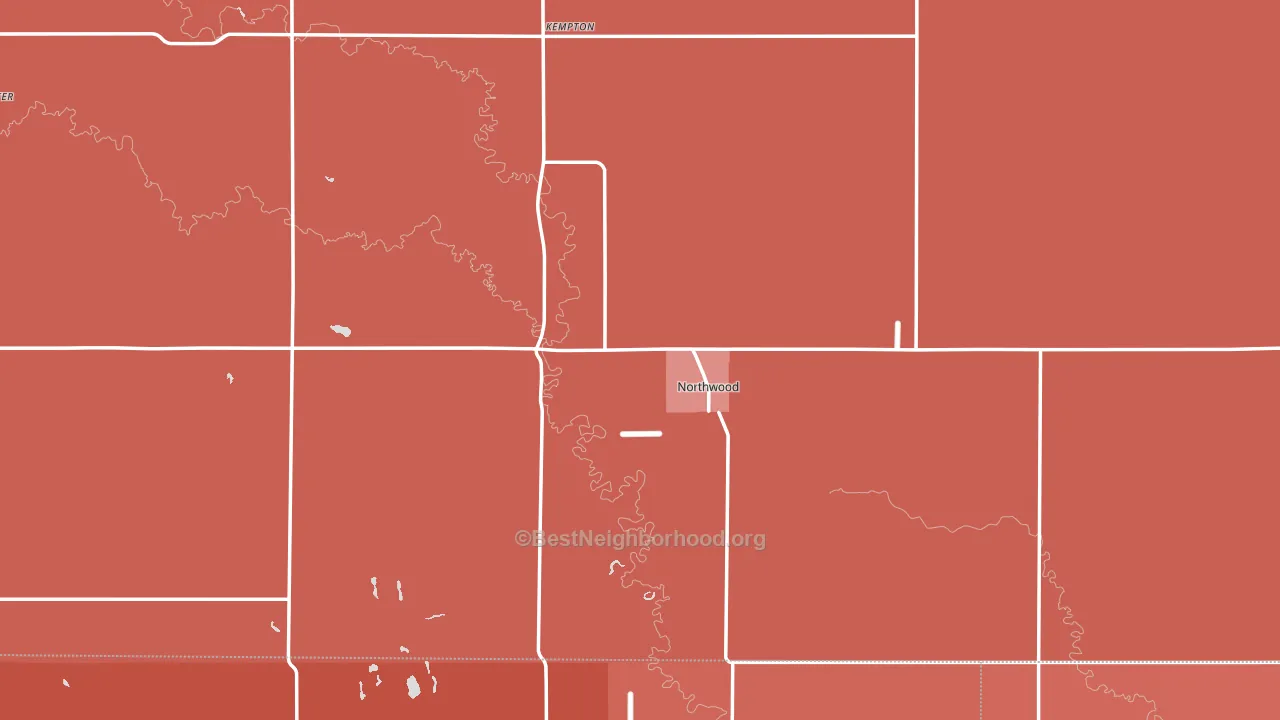 Northwood, ND block-group political-lean map