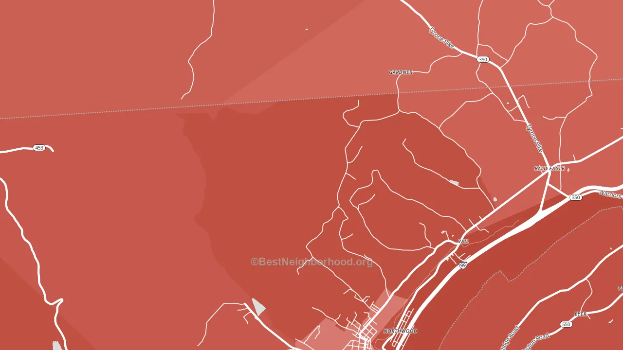Northwood, PA block-group political-lean map