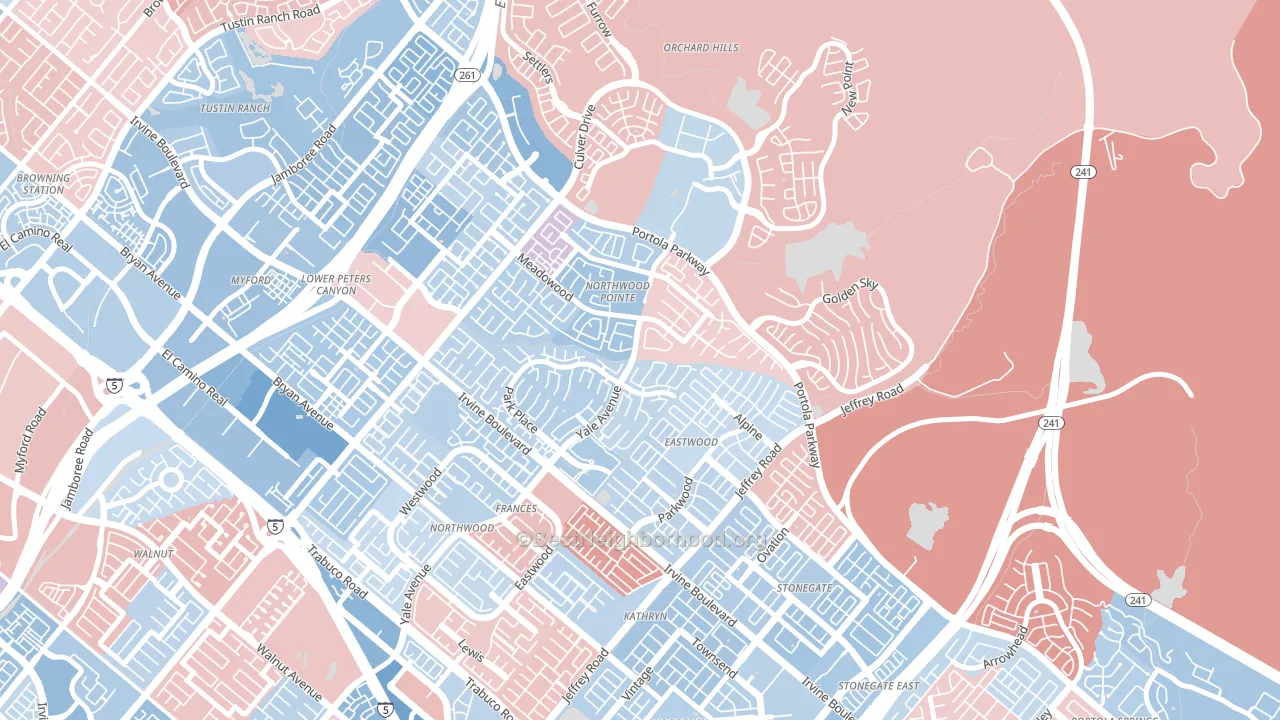 Northwood Point, Irvine, CA block-group political-lean map
