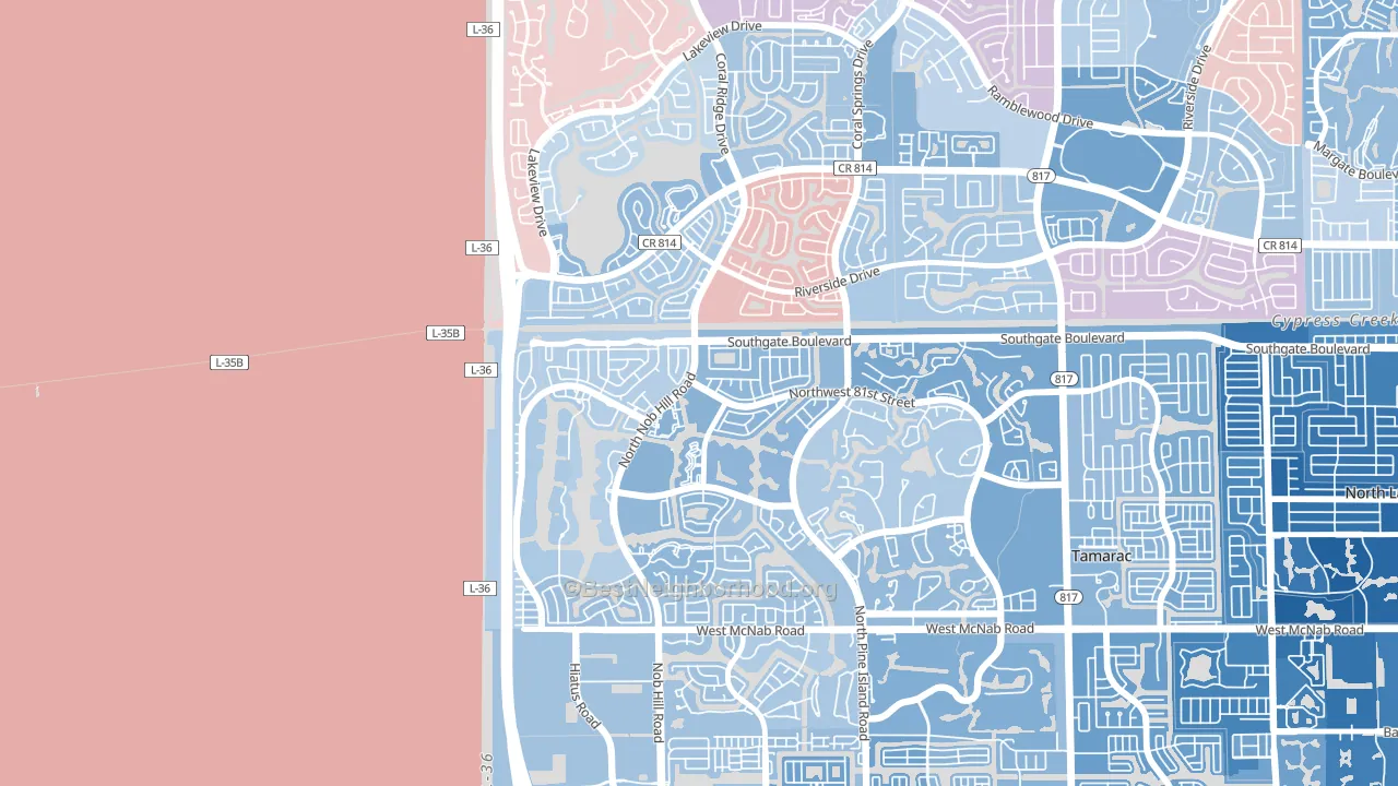 Northwood, Tamarac, FL block-group political-lean map