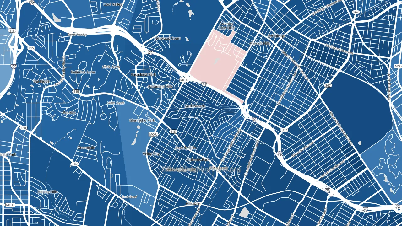 Northwoods, MO block-group political-lean map