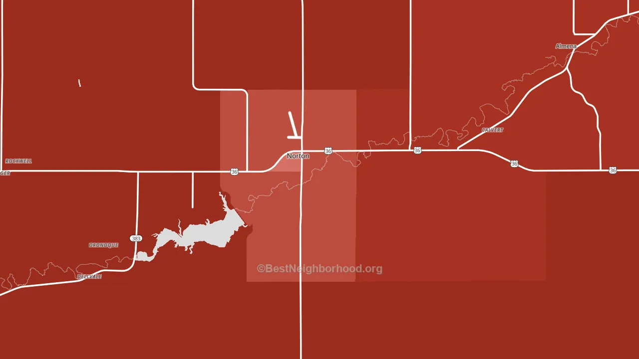 Norton County, KS block-group political-lean map