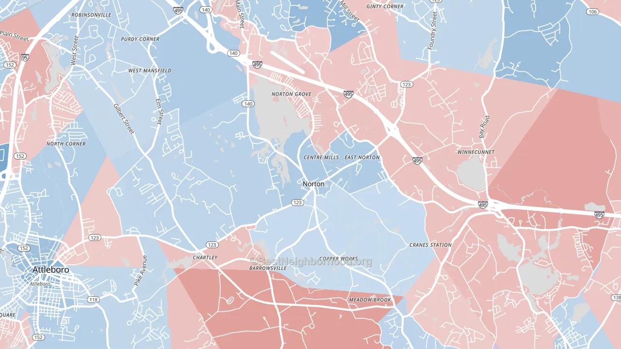Norton, MA block-group political-lean map