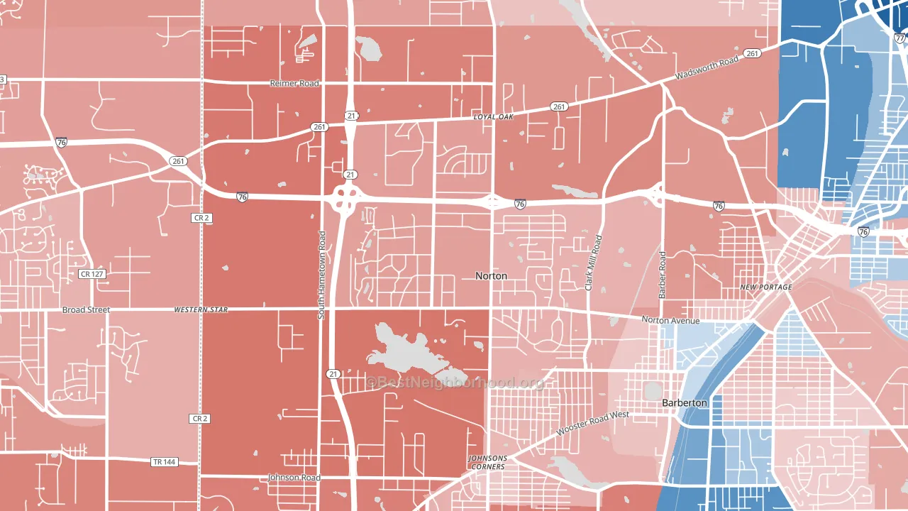 Norton, OH block-group political-lean map