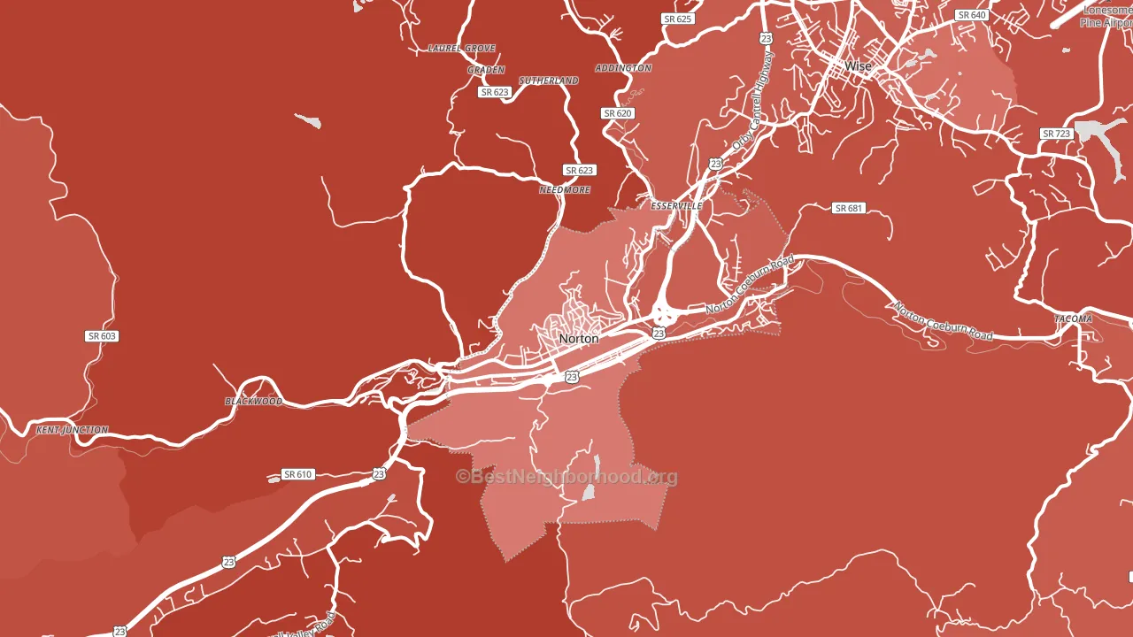 Norton, VA block-group political-lean map
