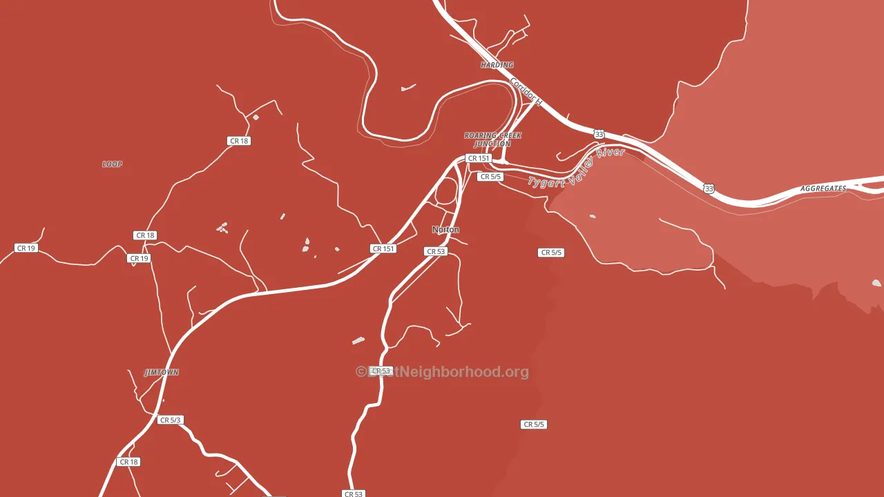 Norton, WV block-group political-lean map