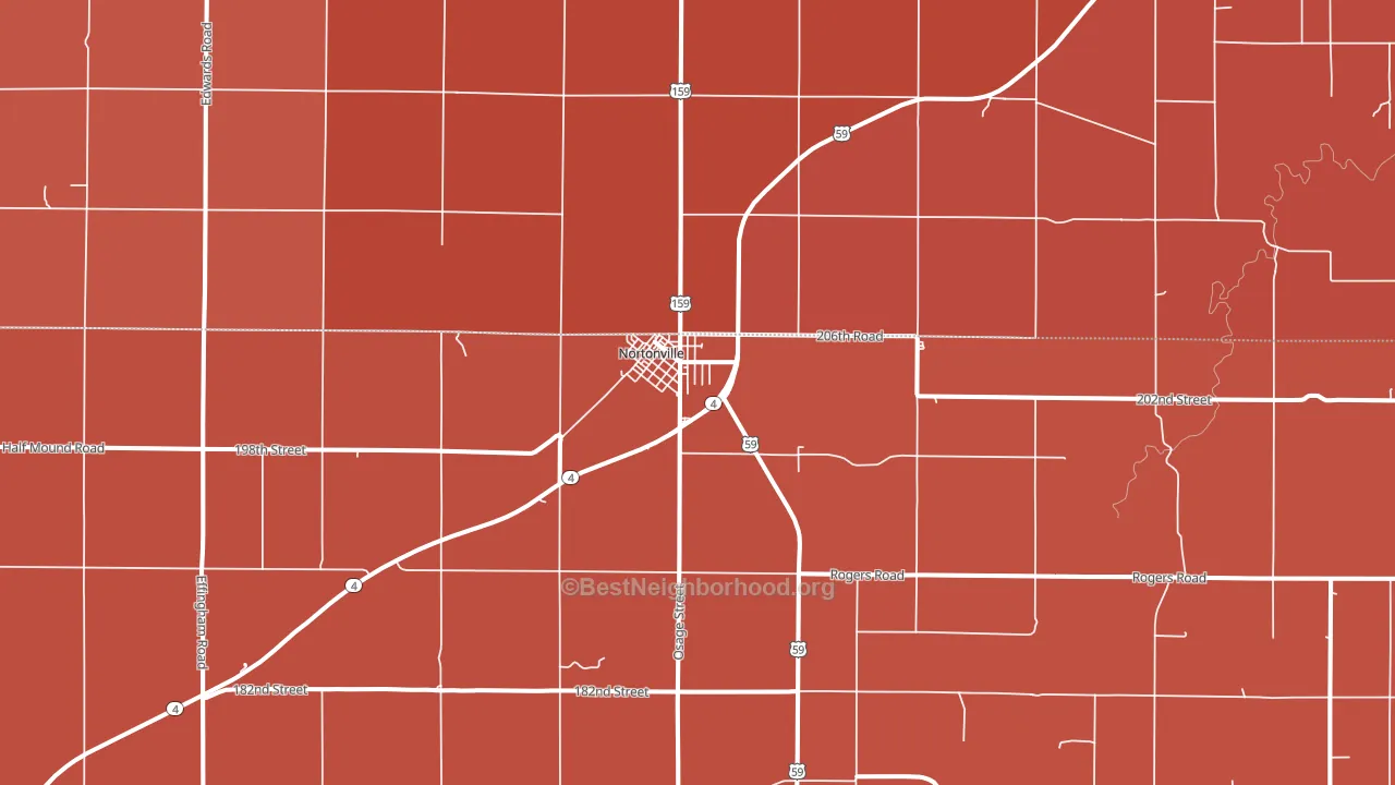 Nortonville, KS block-group political-lean map