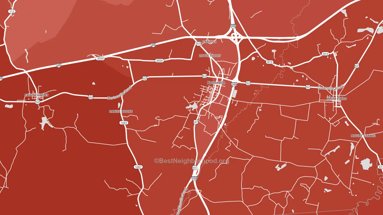 Nortonville, KY block-group political-lean map